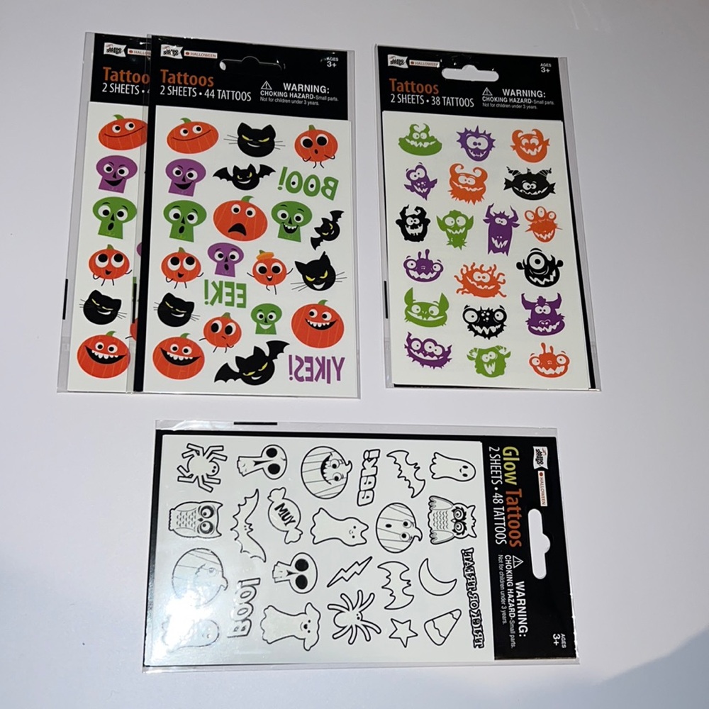 NWT 8sheet Spooky Creepy Glow In The Dark Tattoos